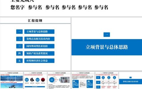 藍(lán)色國(guó)家技術(shù)發(fā)明獎(jiǎng)推薦項(xiàng)目匯報(bào)PPT模板